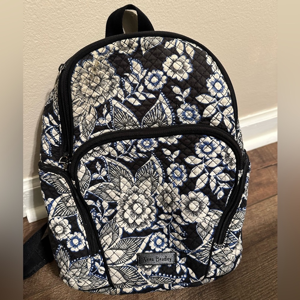 Vera Bradley Blue and White Backpack with Floral Design